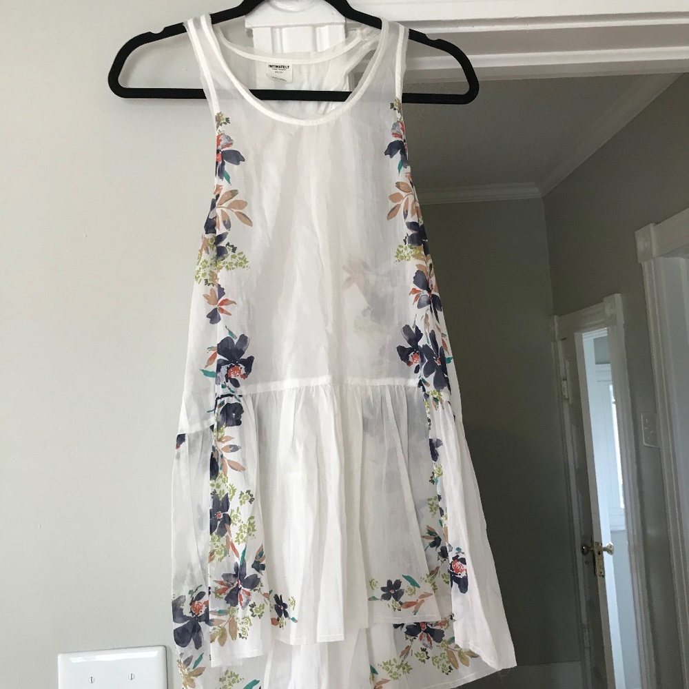Sheer White Tank Dress w/ Floral Design